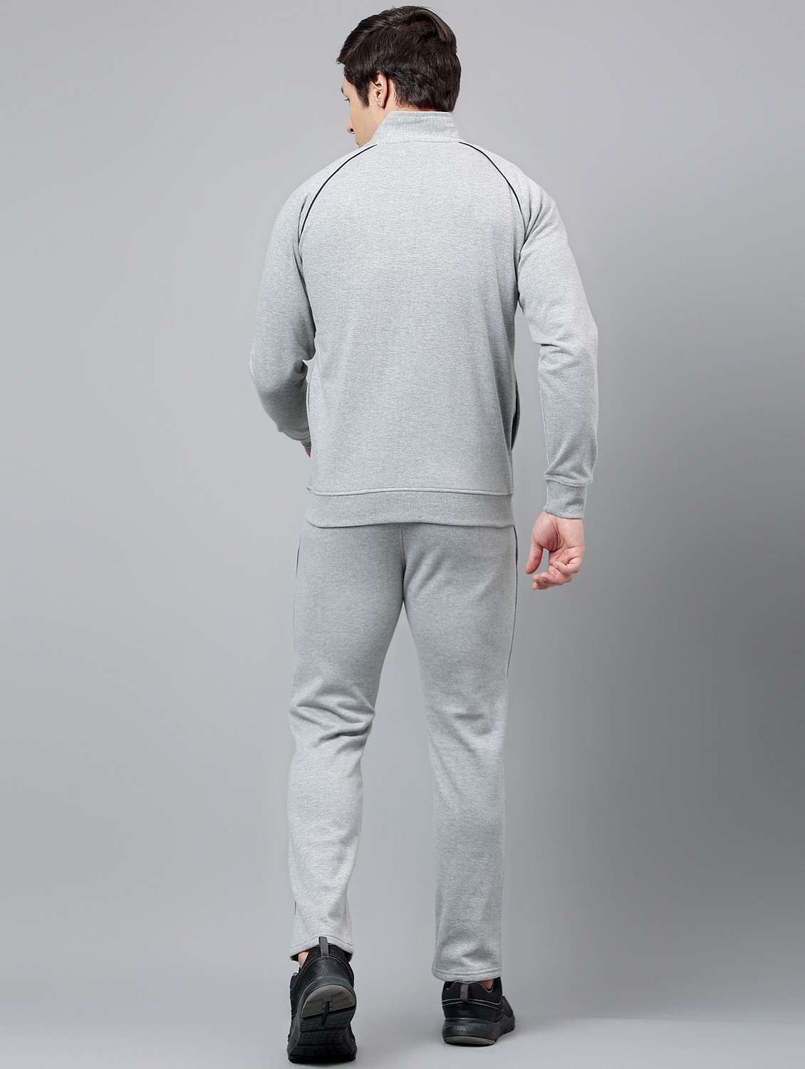 men solid stand collar full length track suit - 21765024 -  Standard Image - 4