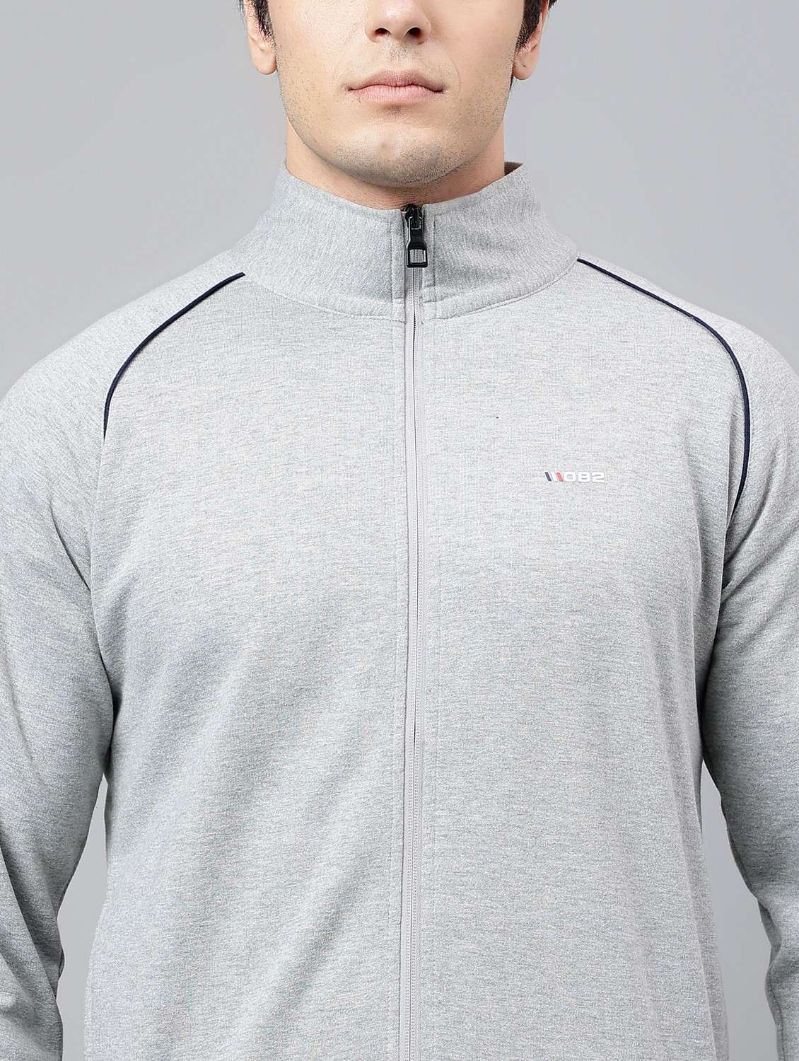 men solid stand collar full length track suit - 21765024 -  Standard Image - 6