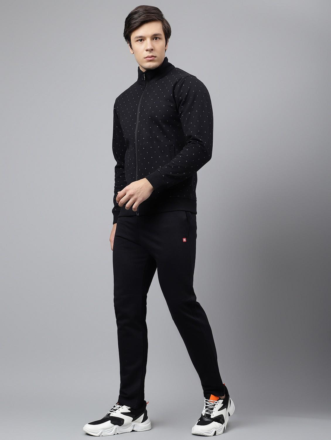 men solid stand collar full length track suit - 21765025 - Standard Image - 1