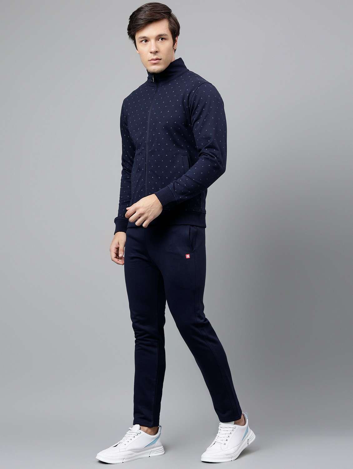 men printed stand collar full length track suit - 21765026 -  Standard Image - 1