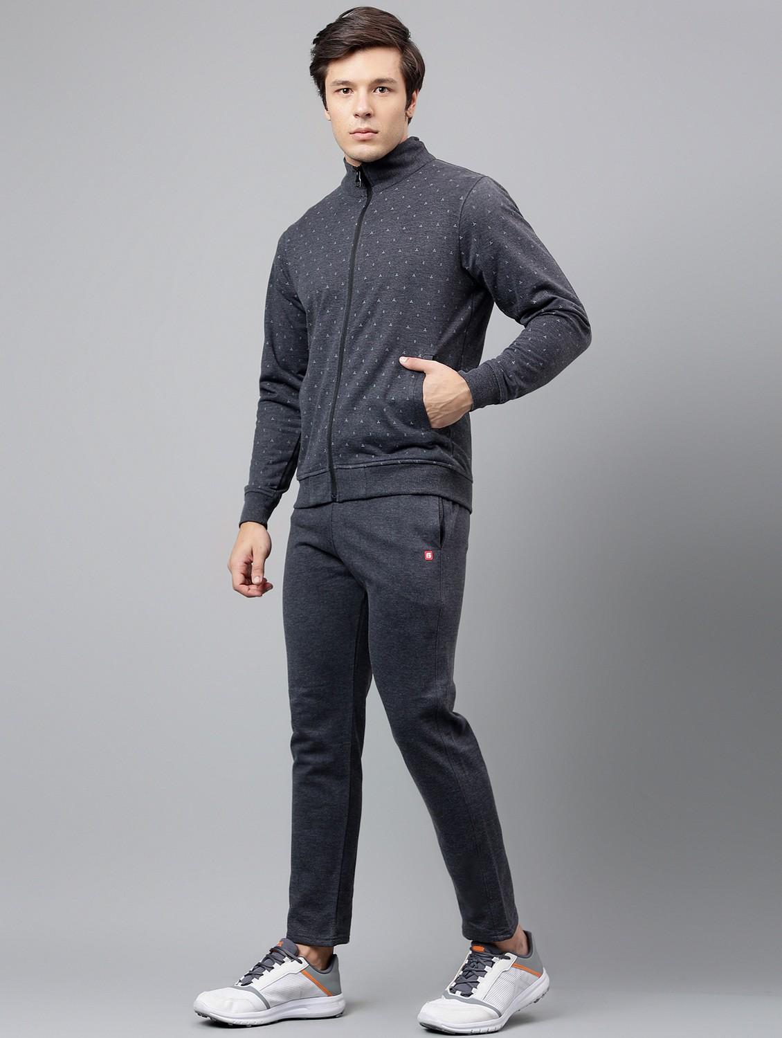 men printed stand collar full length track suit - 21765027 - Standard Image - 1