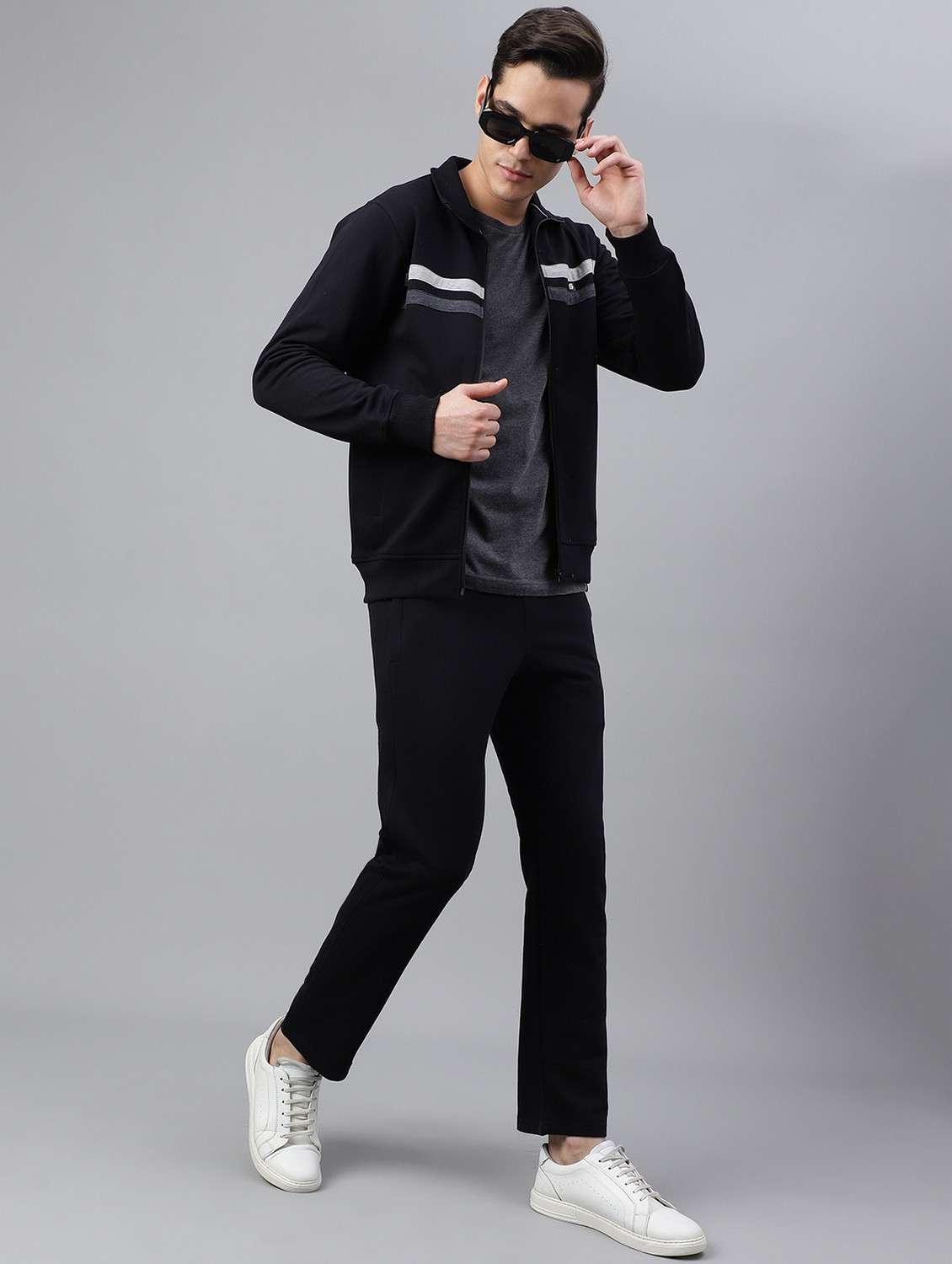 men tapered stand collar full length track suit - 21765041 -  Standard Image - 4