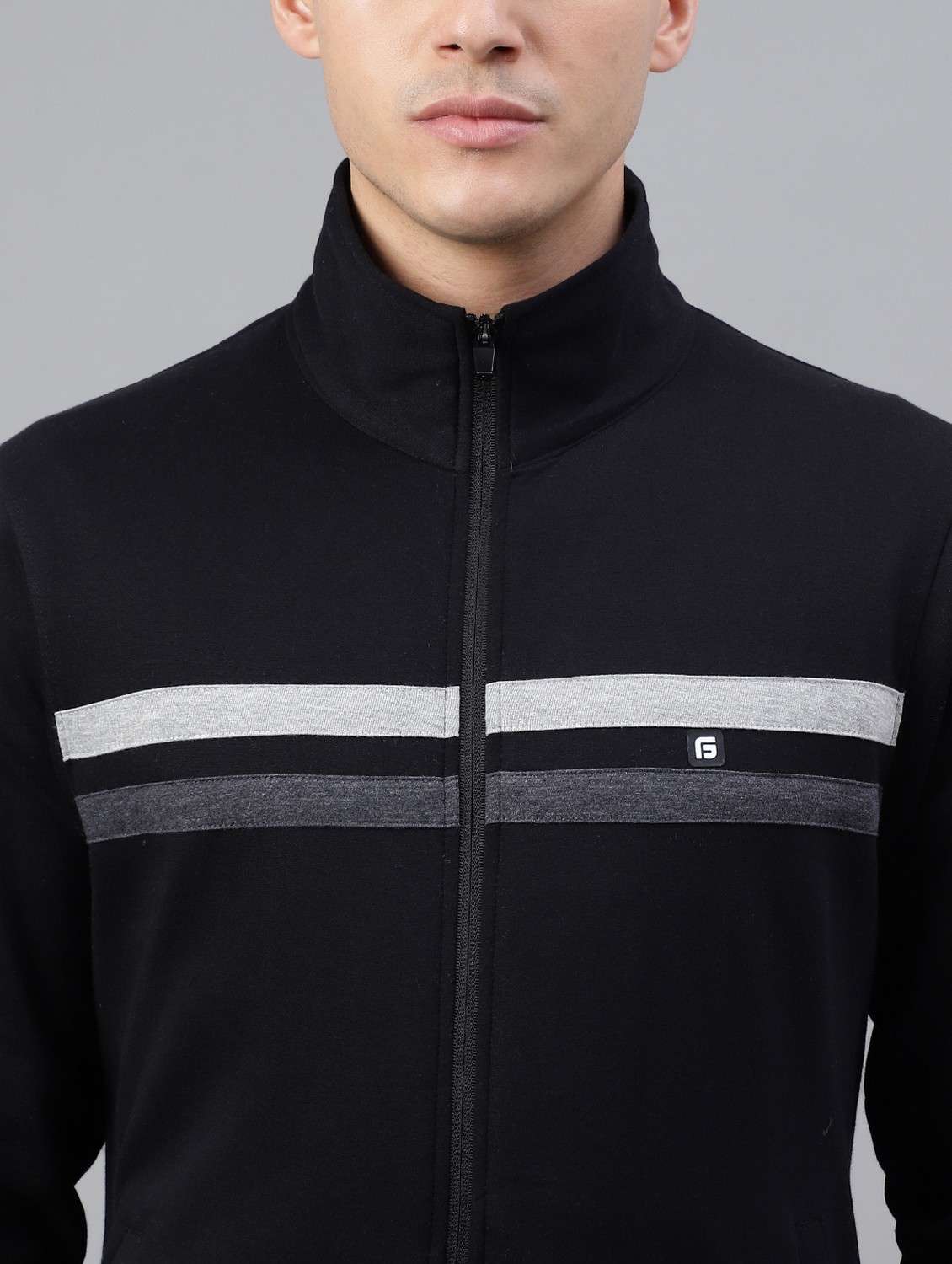 men tapered stand collar full length track suit - 21765041 -  Standard Image - 6