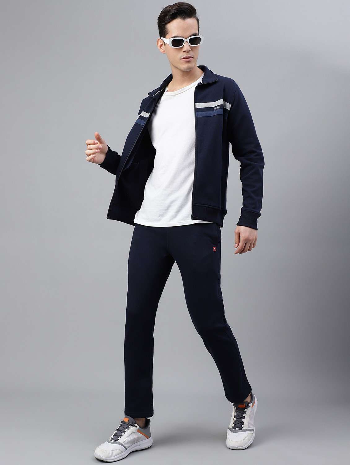 men tapered stand collar full length track suit - 21765042 -  Standard Image - 4