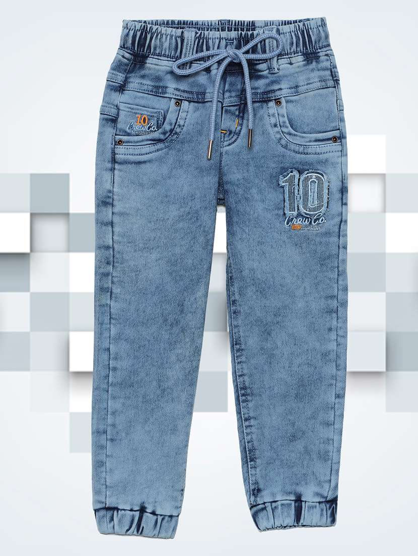 boys blue mid rise plain jogger