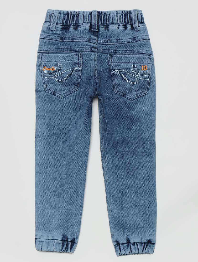 boys blue mid rise plain jogger - 21765084 -  Standard Image - 1