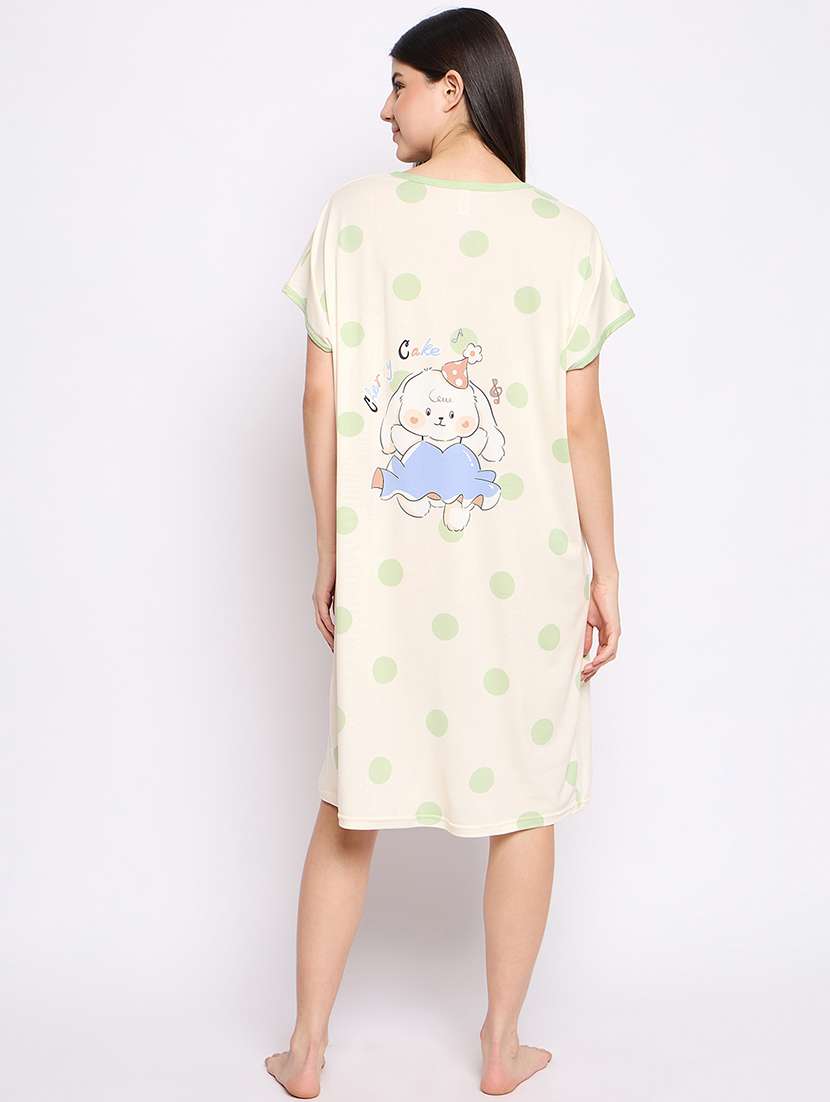 women printed round neck short sleeves sleepshirt - 21765133 -  Standard Image - 4