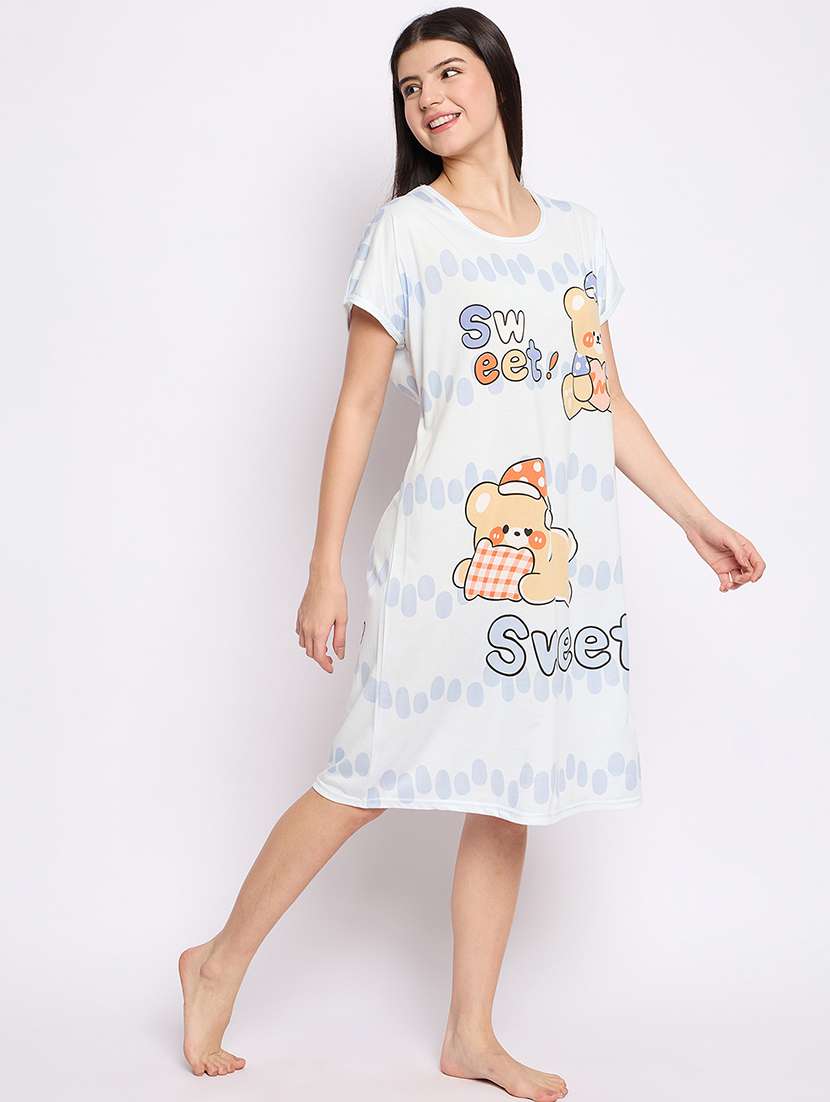 women printed round neck short sleeves sleepshirt - 21765136 -  Standard Image - 1