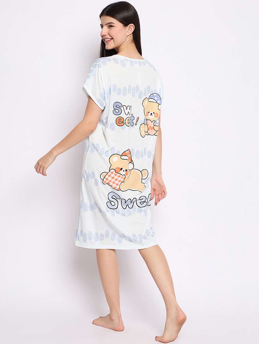 women printed round neck short sleeves sleepshirt - 21765136 -  Standard Image - 4