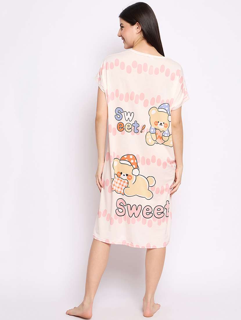 women printed round neck short sleeves sleepshirt - 21765138 -  Standard Image - 4