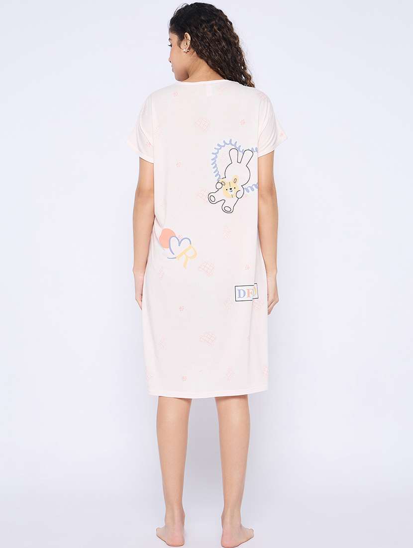 women printed round neck short sleeves sleepshirt - 21765146 -  Standard Image - 4