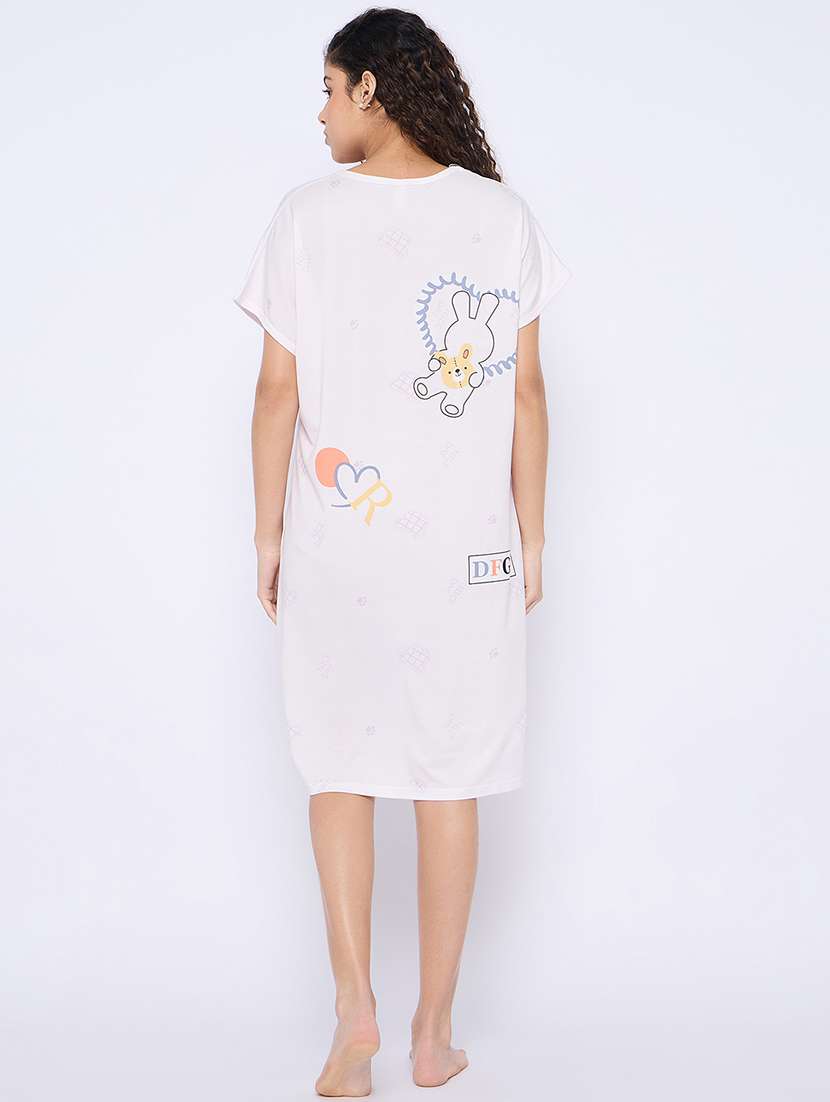 women printed round neck short sleeves sleepshirt - 21765147 -  Standard Image - 4