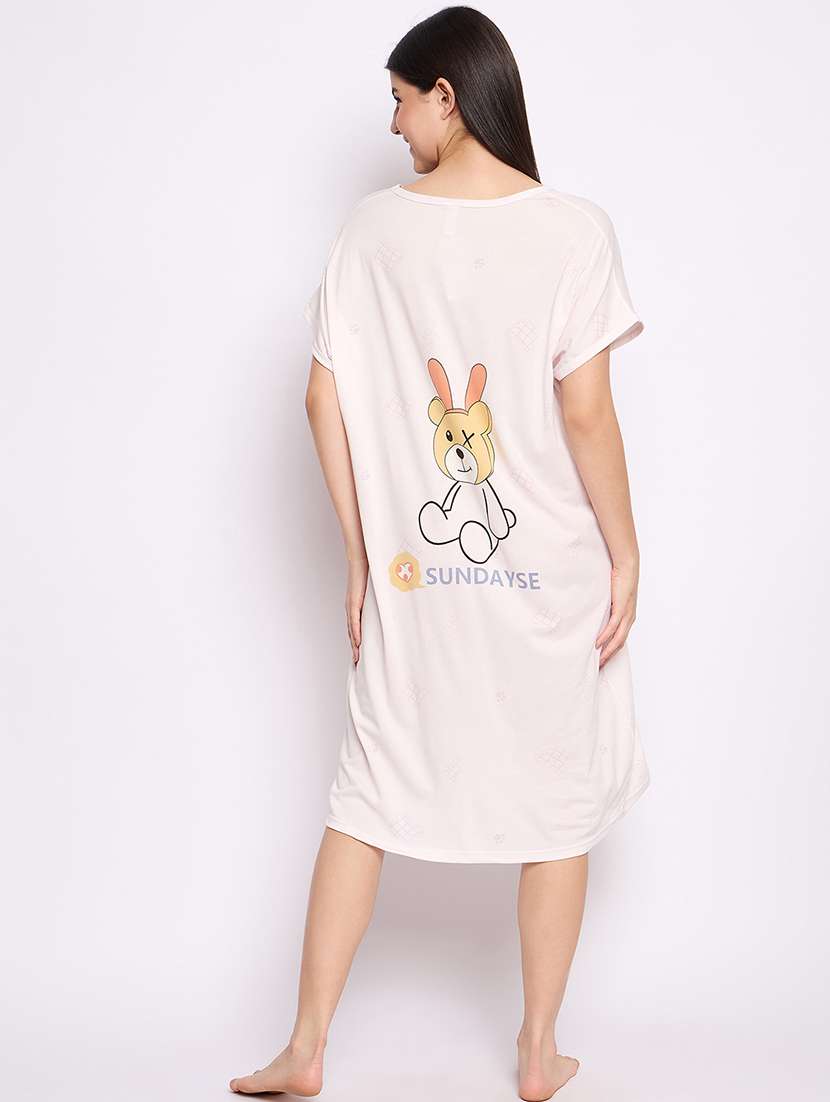 women printed round neck short sleeves sleepshirt - 21765148 -  Standard Image - 4