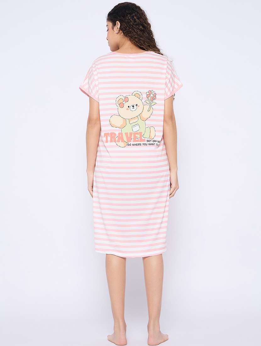 women printed round neck short sleeves sleepshirt - 21765153 -  Standard Image - 4