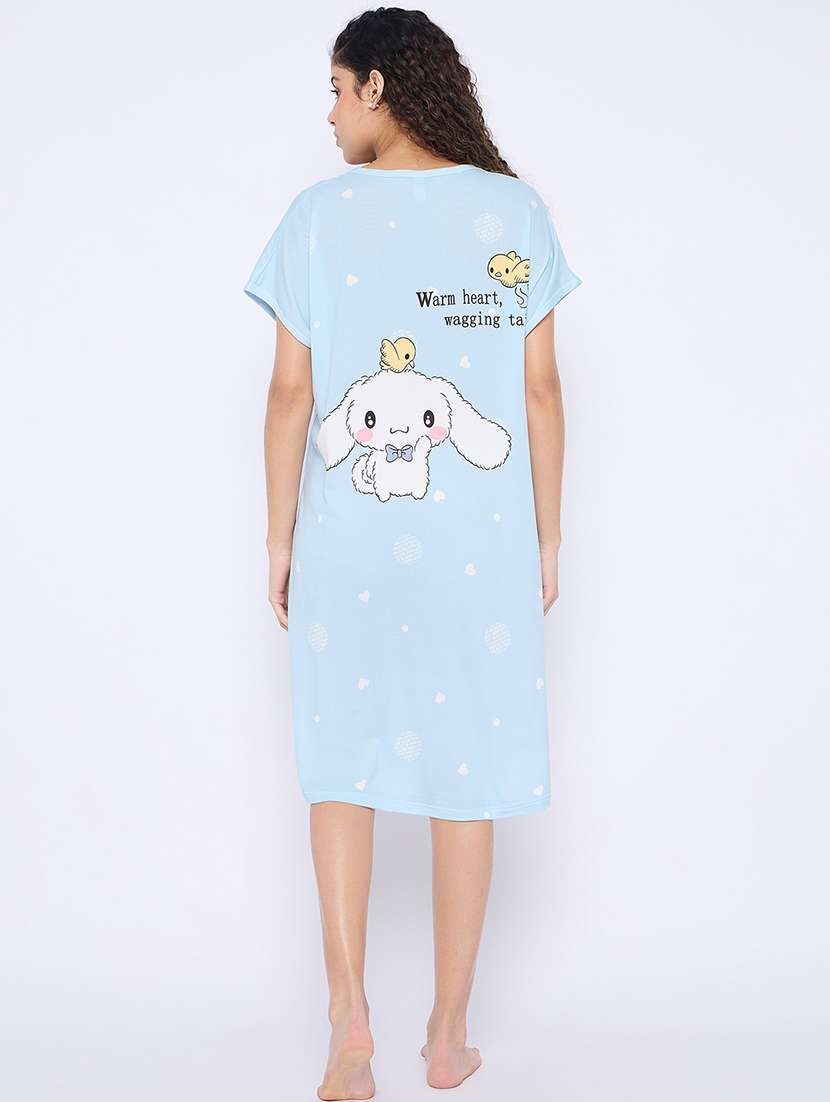 women printed round neck short sleeves sleepshirt - 21765154 - Standard Image - 4