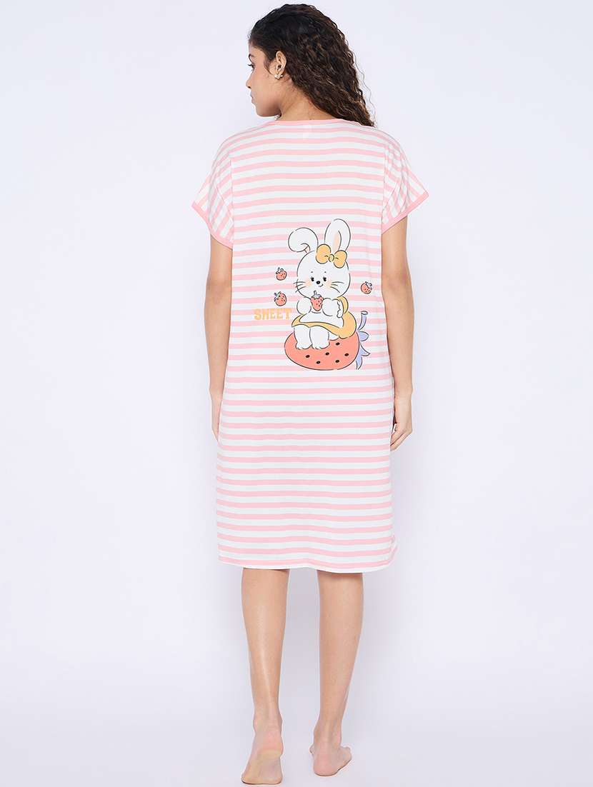 women printed round neck short sleeves sleepshirt - 21765162 -  Standard Image - 4