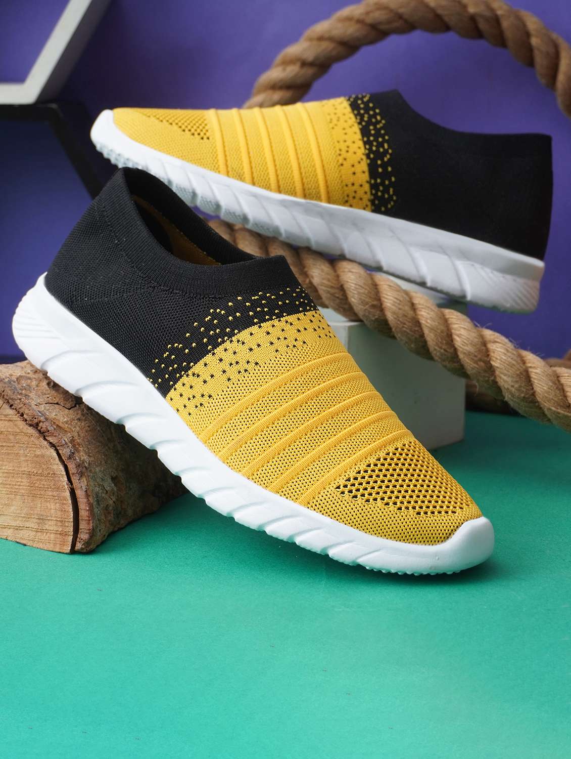 men yellow slip on sport shoe