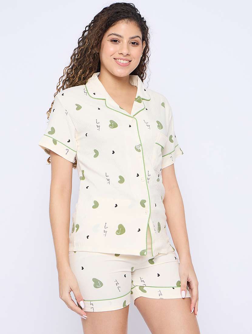women printed nightwear shorts set - 21765273 -  Standard Image - 1
