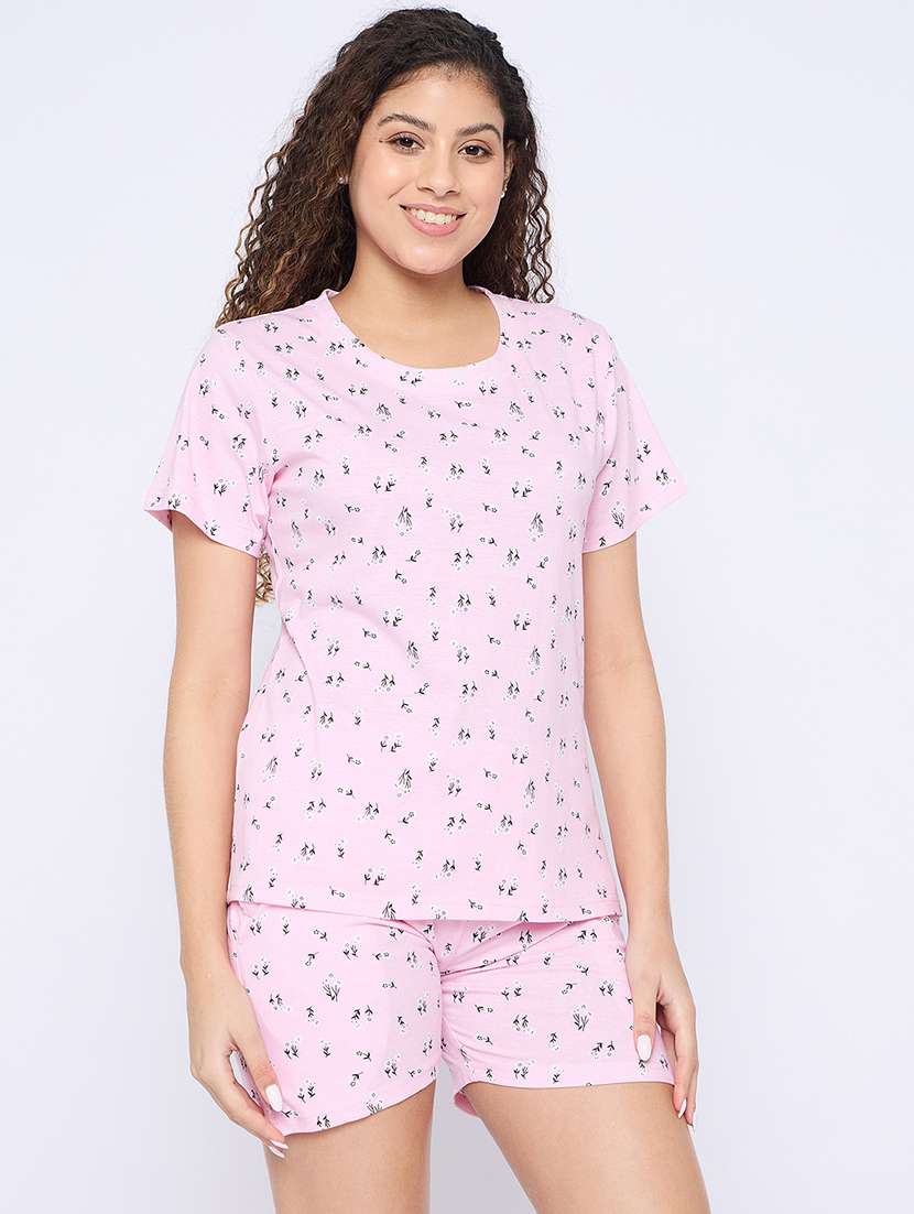women printed nightwear shorts set - 21765283 -  Standard Image - 1