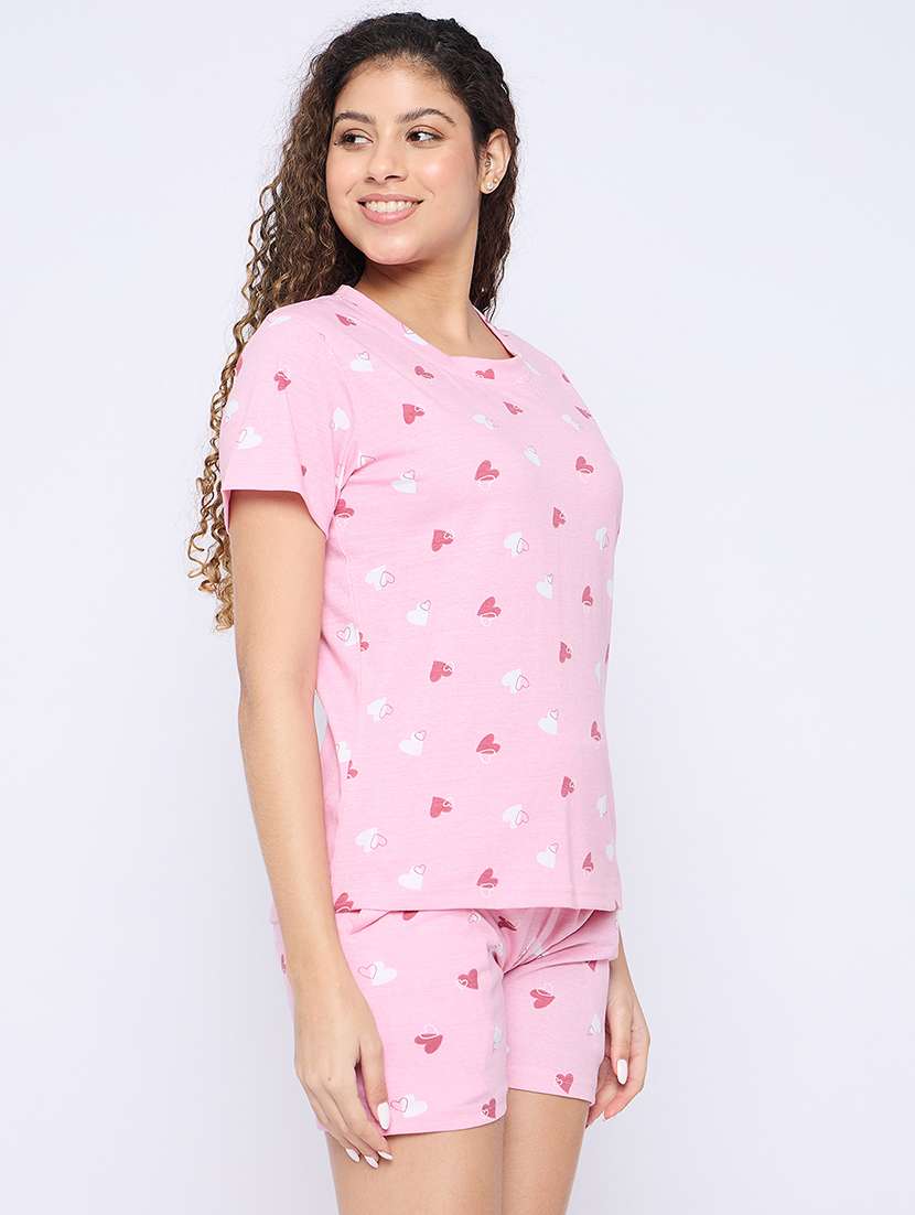 women printed nightwear shorts set - 21765284 -  Standard Image - 1