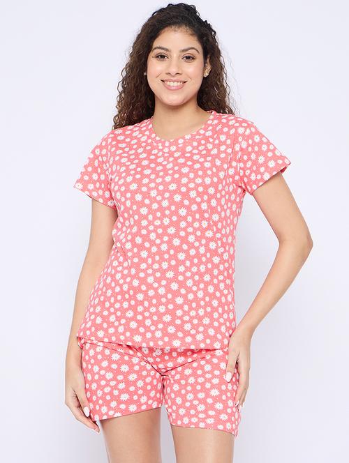 women printed nightwear shorts set - 21765285 - Standard Image - 0