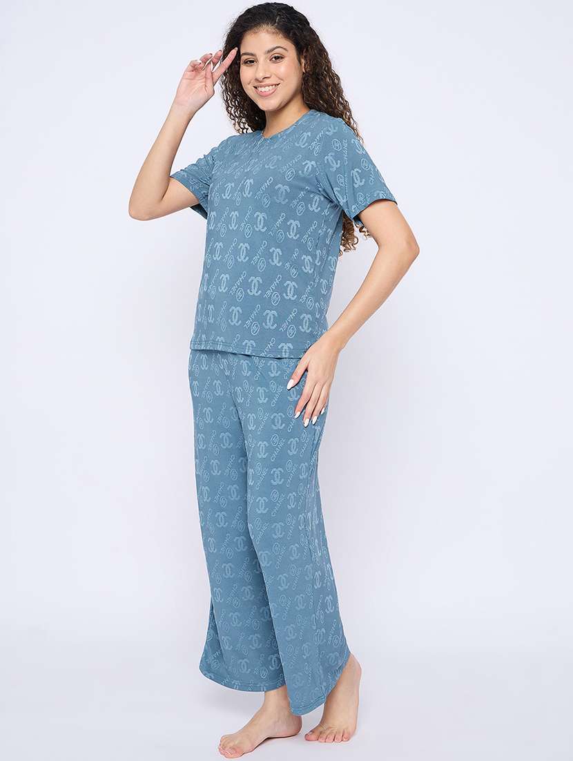 women printed nightwear pyjama set - 21765301 -  Standard Image - 1