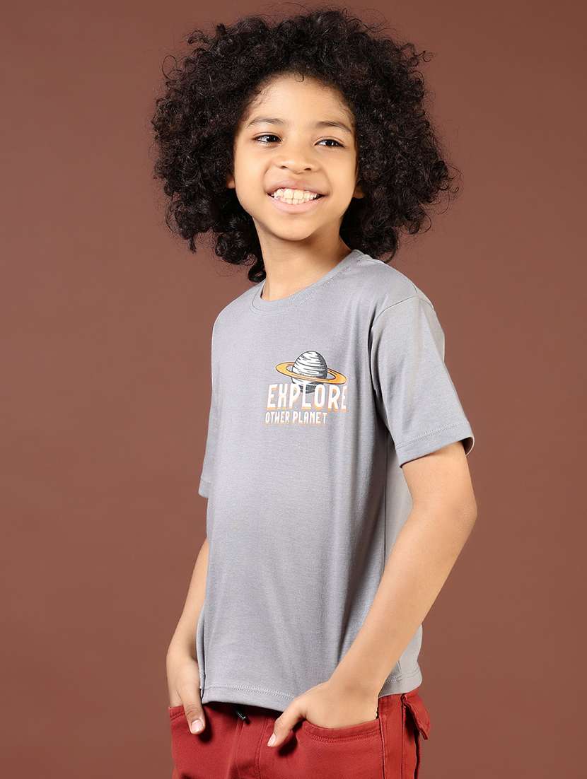 boys front & back printed round neck t-shirt - 21765346 -  Standard Image - 1