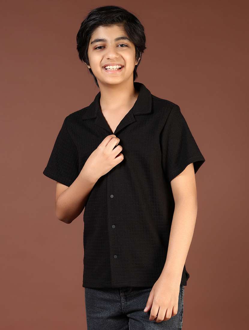 boys solid short sleeve casual shirt - 21765349 - Standard Image - 1