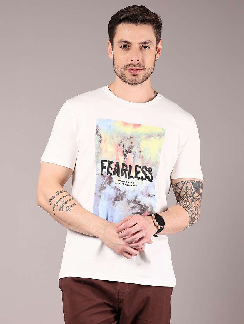men front print round neck regular fit t-shirt - 21765354 -  Standard Image - 1