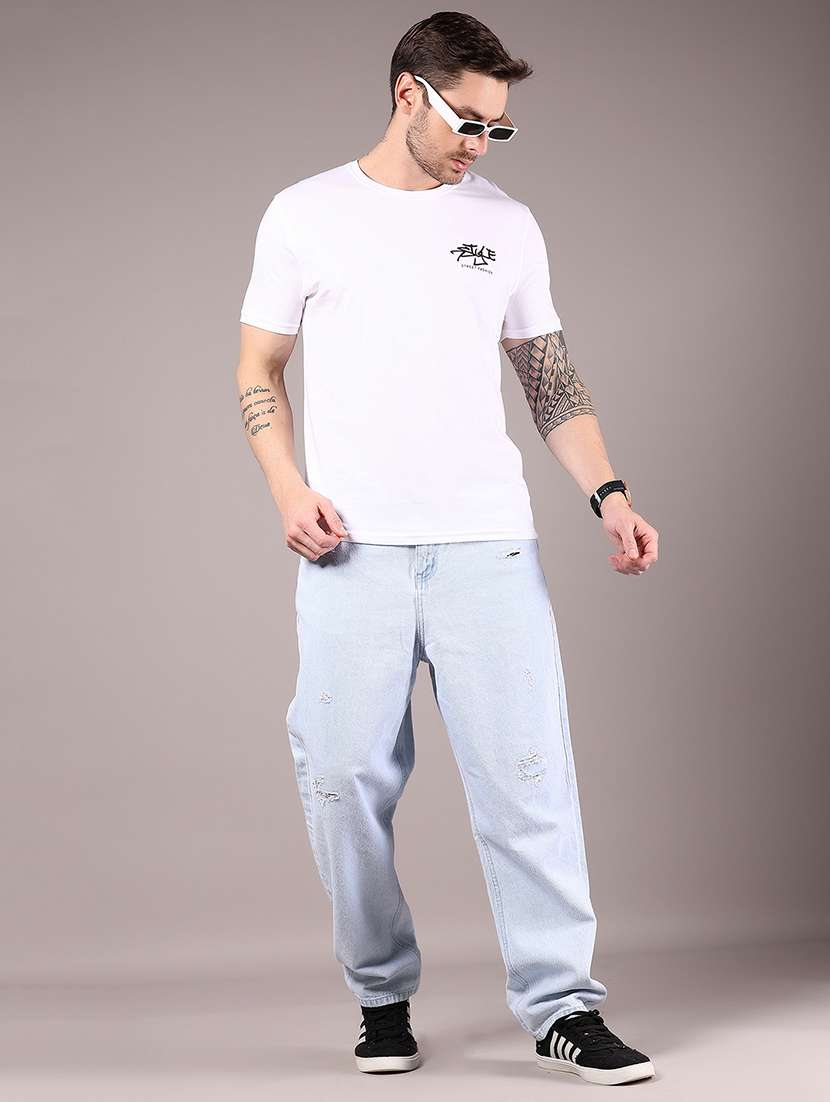 men front & back print round neck regular fit t-shirt - 21765357 -  Standard Image - 4