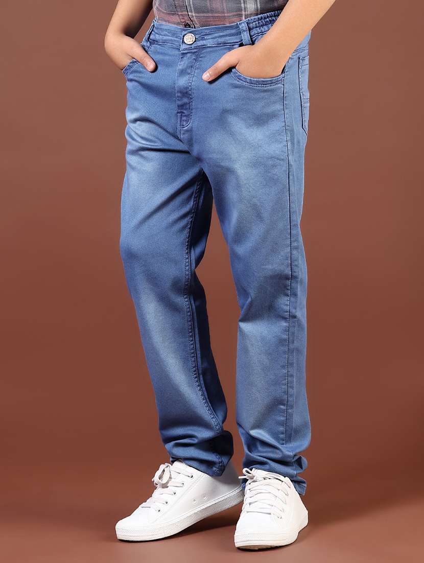 boys solid mid rise straight fit jeans - 21765407 -  Standard Image - 1