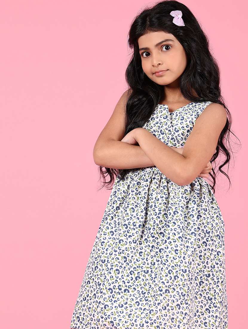 girls floral printed round neck frock - 21765444 -  Standard Image - 4