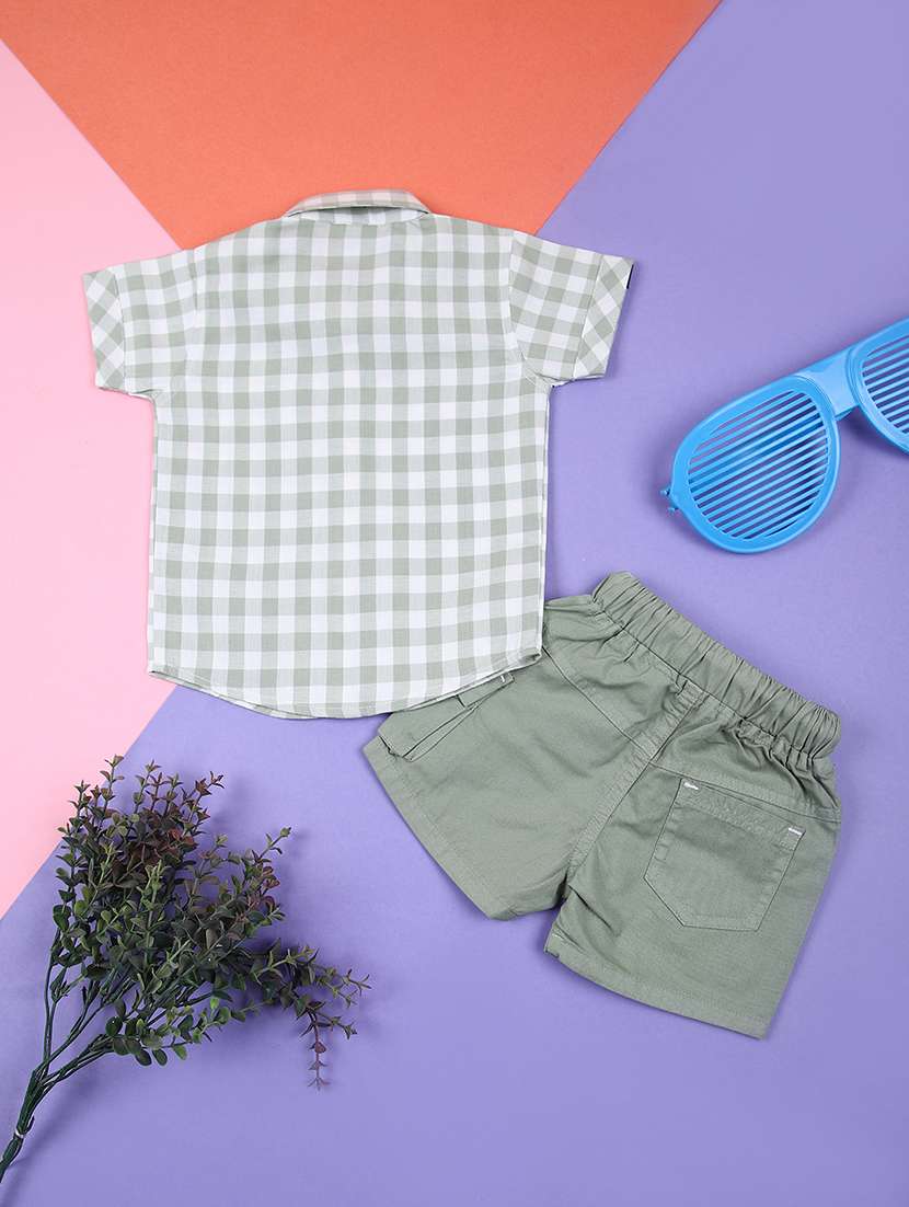 boys checkered shirt & shorts casual wear set - 21765465 -  Standard Image - 1
