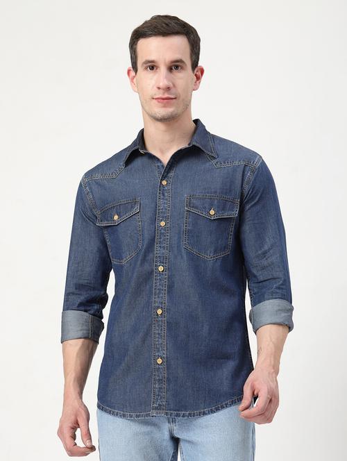 men solid collared long sleeves casual shirt - 21765477 - Standard Image - 0