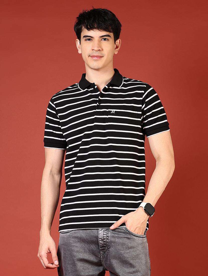 men striped short sleeve regular fit polo t-shirt - 21765512 -  Standard Image - 1