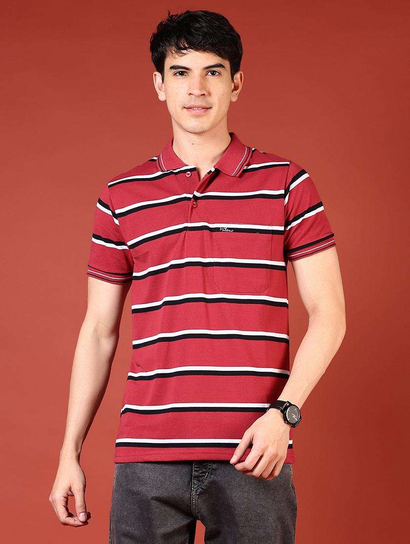 men striped short sleeve regular fit polo t-shirt - 21765517 - Standard Image - 1