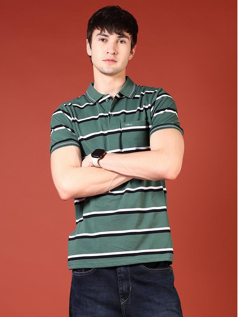 men striped short sleeve regular fit polo t-shirt - 21765519 - Standard Image - 1