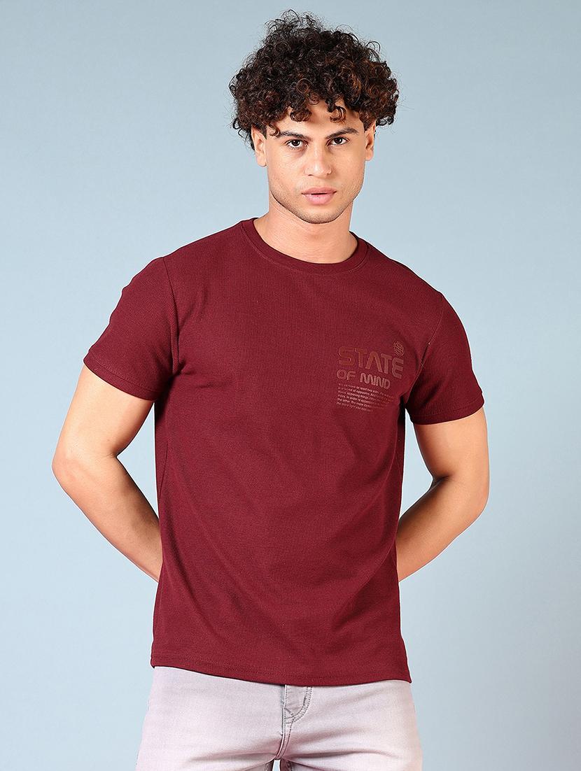 men maroon short sleeve regular fit t-shirt - 21765605 - Standard Image - 1