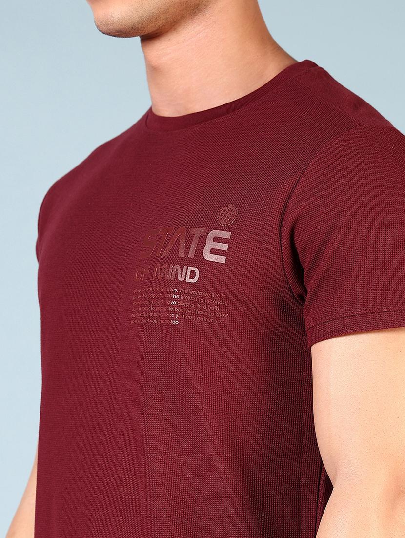 men maroon short sleeve regular fit t-shirt - 21765605 - Standard Image - 4