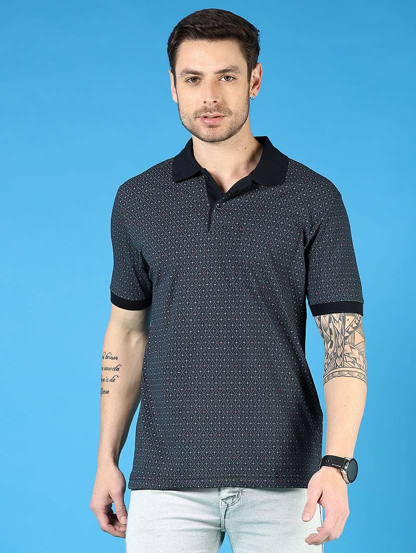 men printed short sleeve regular fit polo t-shirt