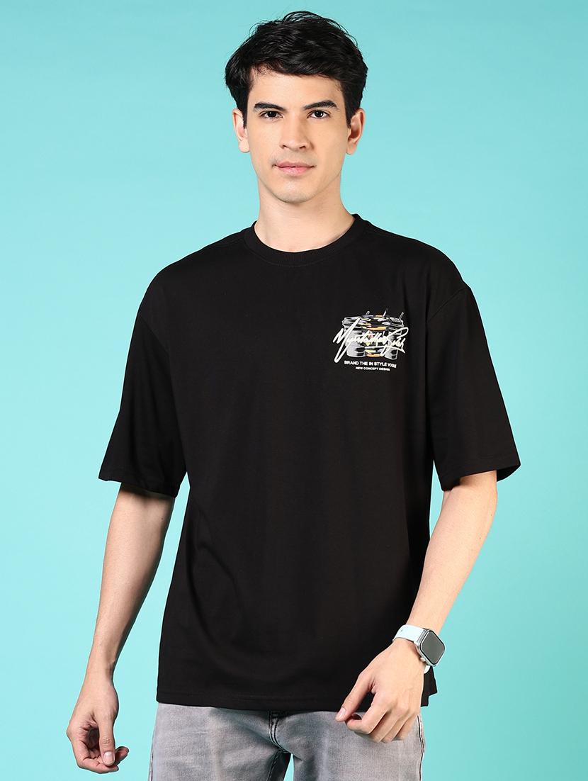 men short sleeves front & back print t-shirt