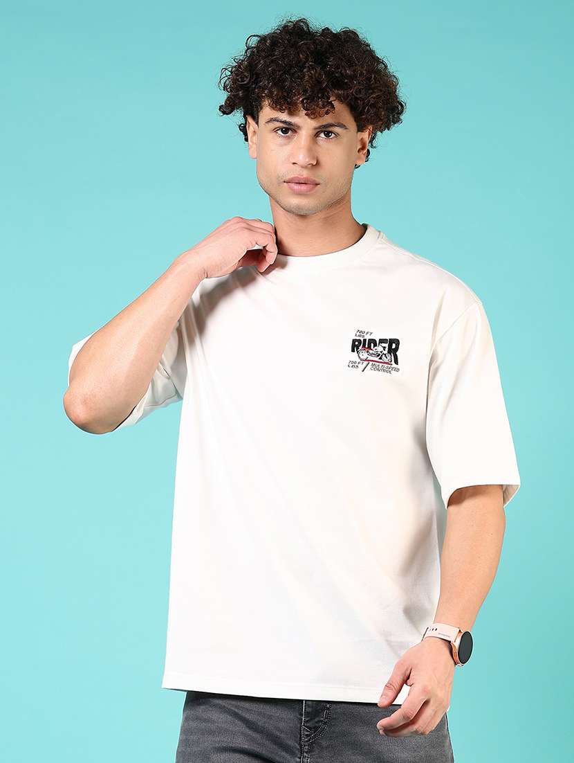 men round neck front & back print t-shirt