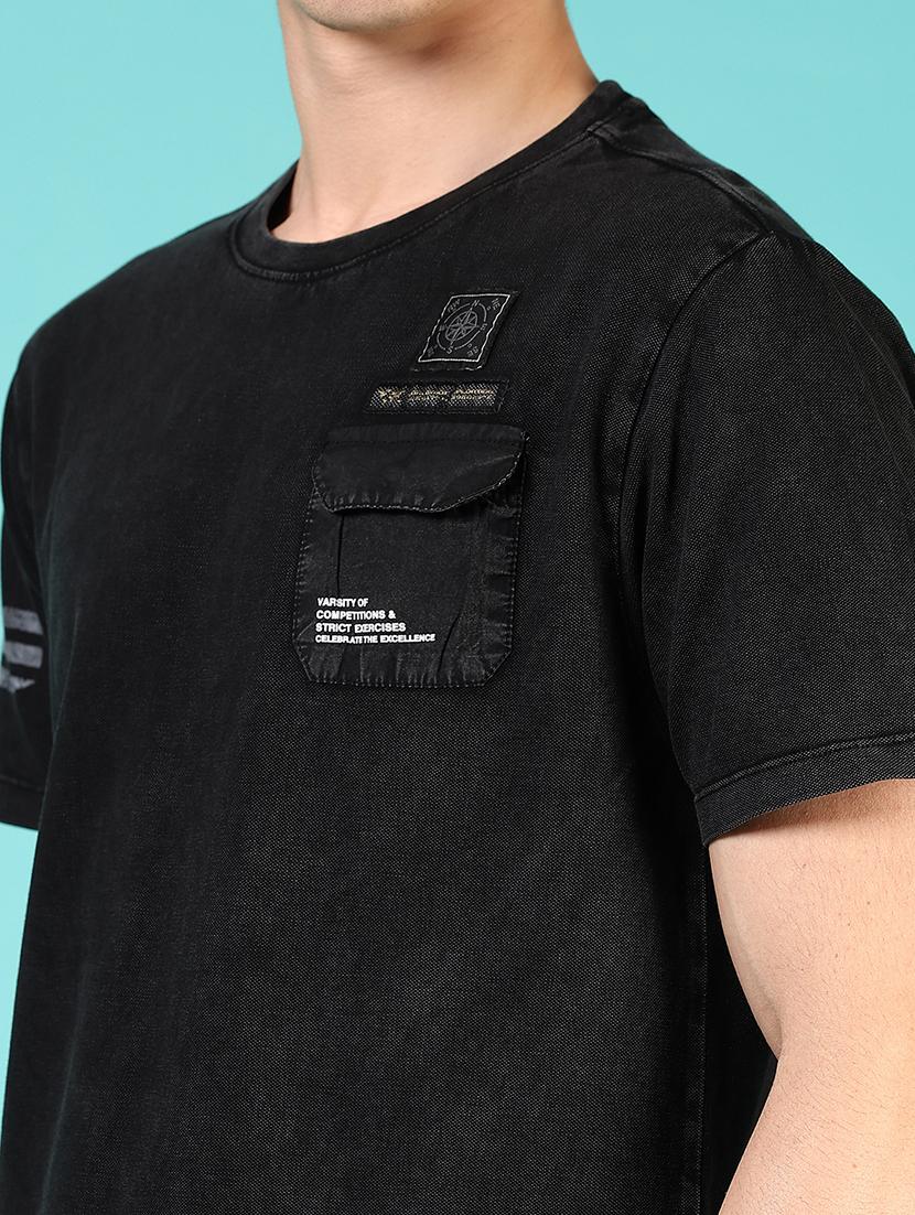 men round neck placement print t-shirt - 21765673 - Standard Image - 4