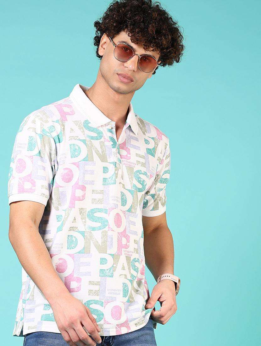 men printed short sleeve regular fit polo t-shirt - 21765675 - Zoom Image - 0