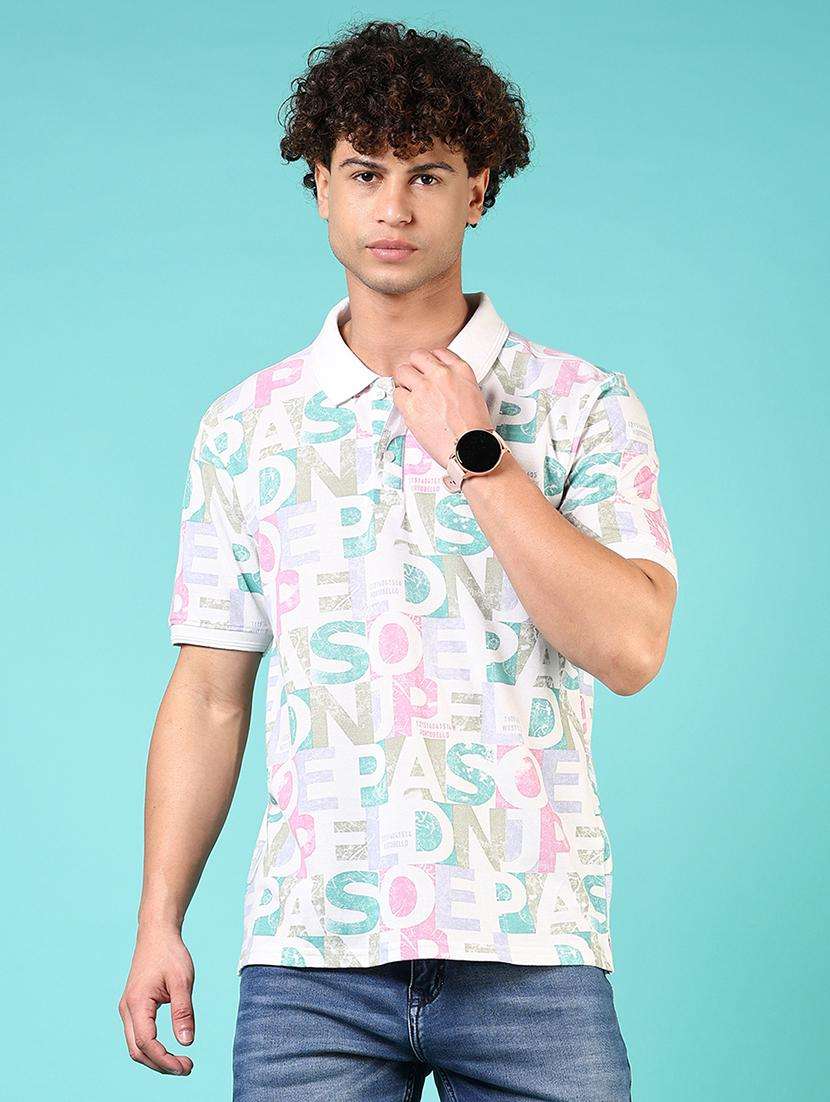 men printed short sleeve regular fit polo t-shirt - 21765675 - Standard Image - 1