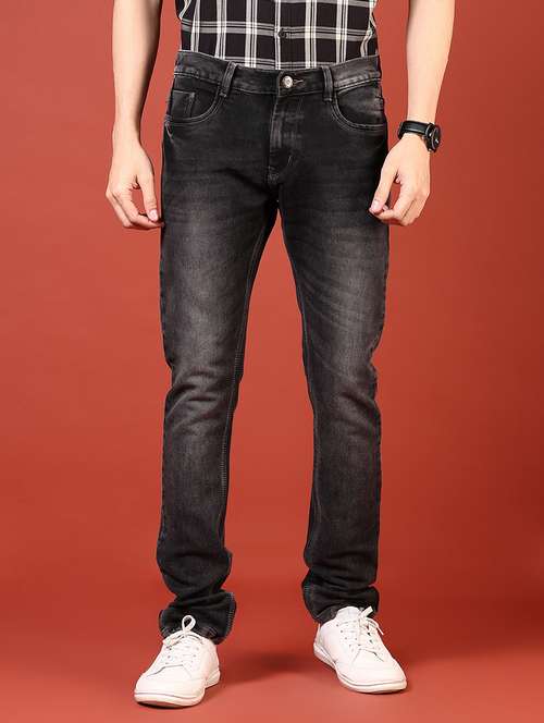 men solid mid rise slim fit jean