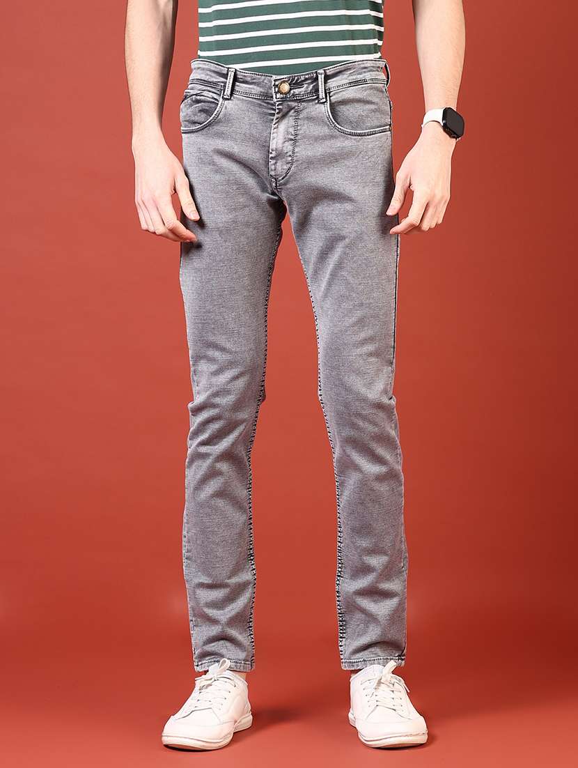 men solid mid rise slim fit jean