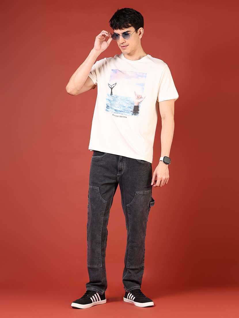 men solid mid rise cargo - 21765814 -  Standard Image - 4