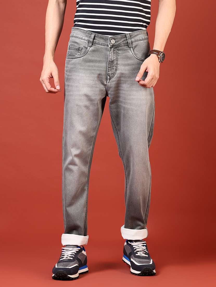 men solid mid rise relaxed fit jean