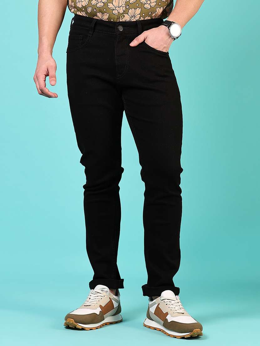men solid mid rise slim fit jean